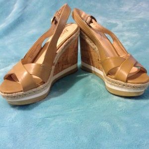 Bass Leather and Cork Wedge Tan Sandals